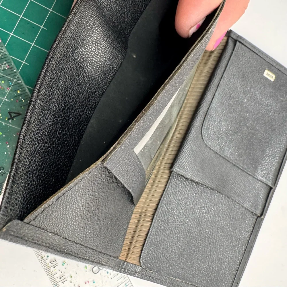 Rolfs vintage English Morocco black leather slim travel wallet